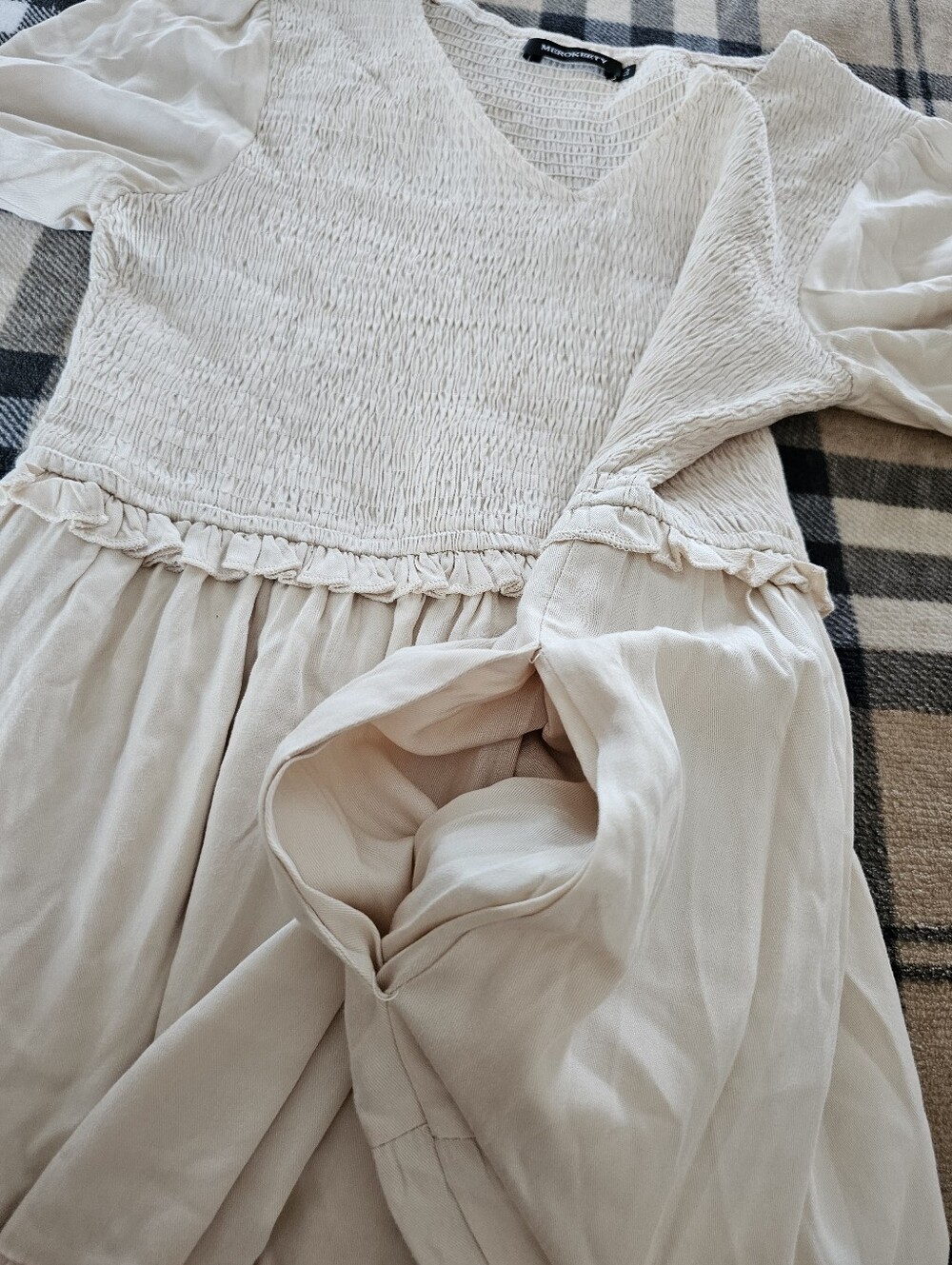 Smocked V-Neck Tiered Maxi Dress in Blush - Picture 9 of 10